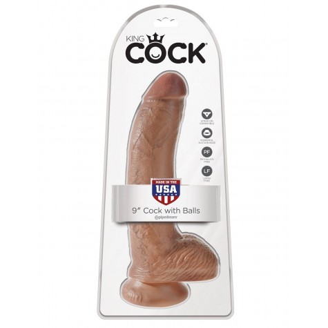 Фаллоимитатор-мулат 9" Cock with Balls - 22,9 см.