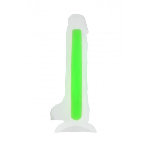 Прозрачно-зеленый фаллоимитатор, светящийся в темноте, Clark Glow - 22 см.