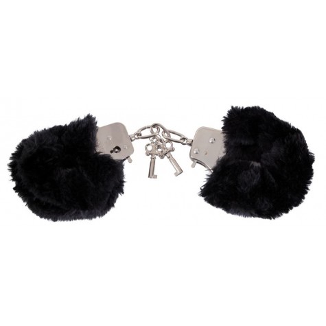 Черные меховые наручники Love Cuffs Black